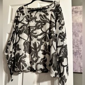 Alfani print blouse 2x built in cami and finish hem